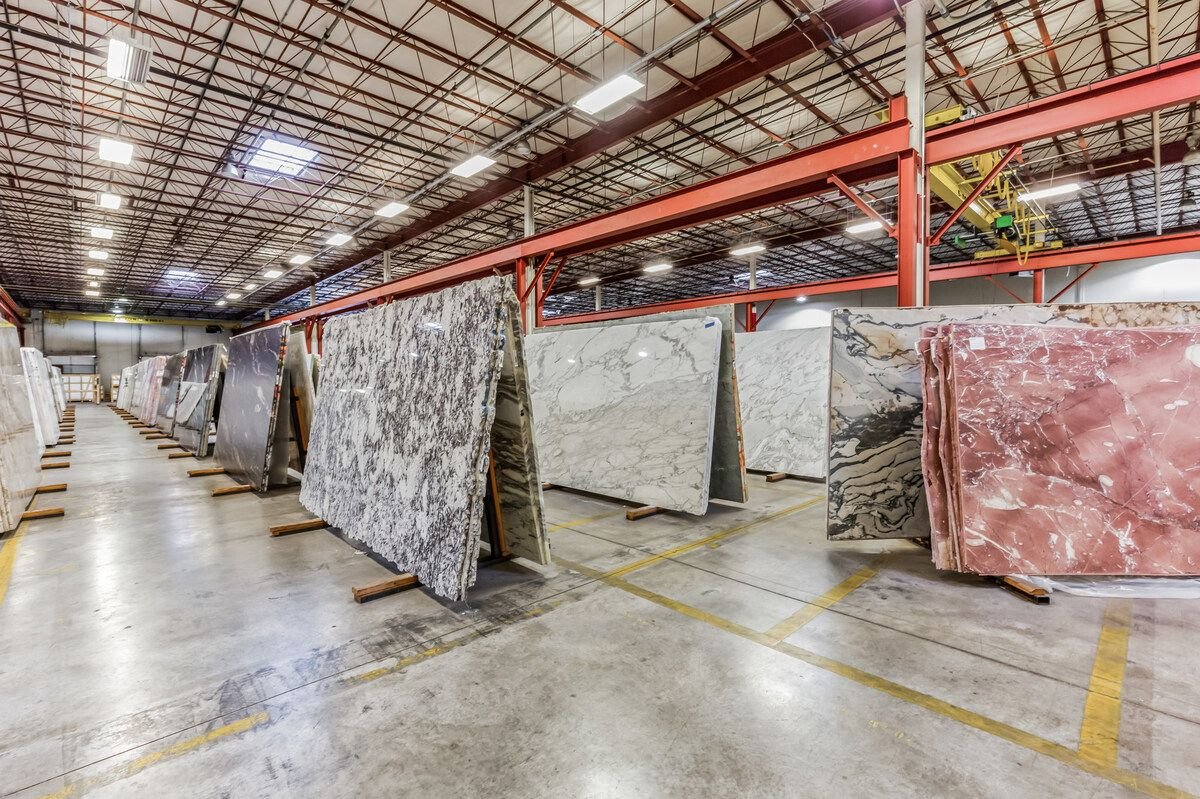 Dark textured natural stone slab surface