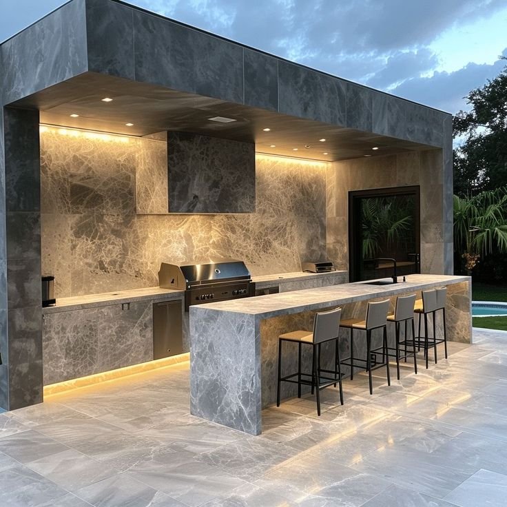 Outdoor Kitchen Surfaces — outdoor kitchen &amp; patio slabs at Royale Surfaces